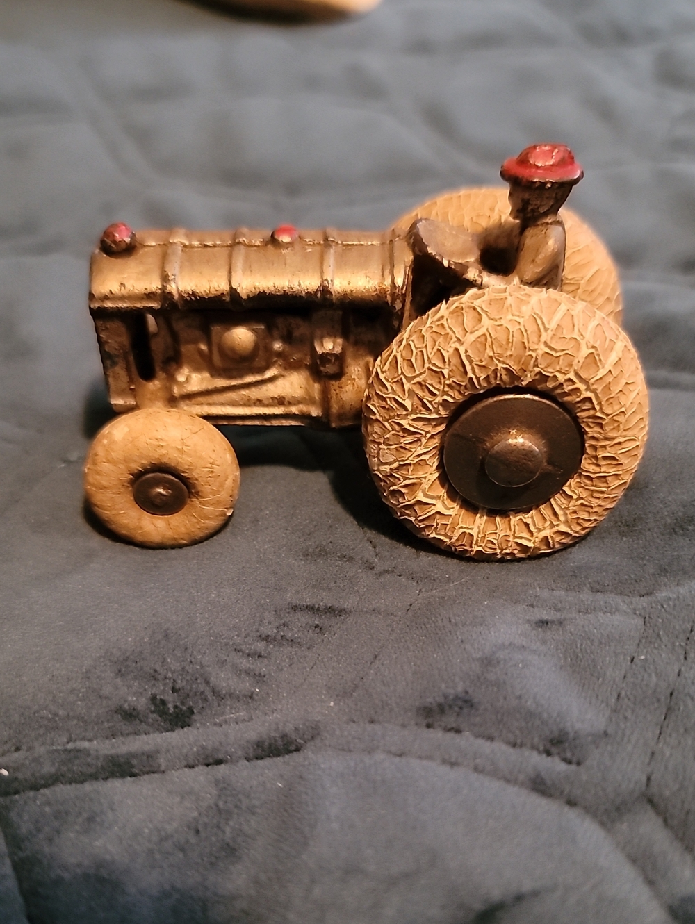 Antique-Style Kids Toy Tractor in Beige with Red Accents